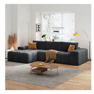 English Elm L-Shaped Modular Sofa With Soft Flannelette Upholstery, Deep Seat Comfort, And No Assembly Needed W3737S00003