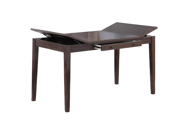 English Elm Walnut Counter Height Dining Table with Lift-Top Storage & Drawer, Seats 6, Modern Tapered Legs Walnut 45 L x 7 W x 70 H B011P370424