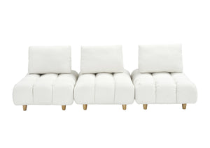 English Elm 90 Teddy Sofa 90in Plush Apartment-Ready 3-Seater with Solid Wood Legs, Sponge Cushions, Cozy Appeal Beige W1658S00064