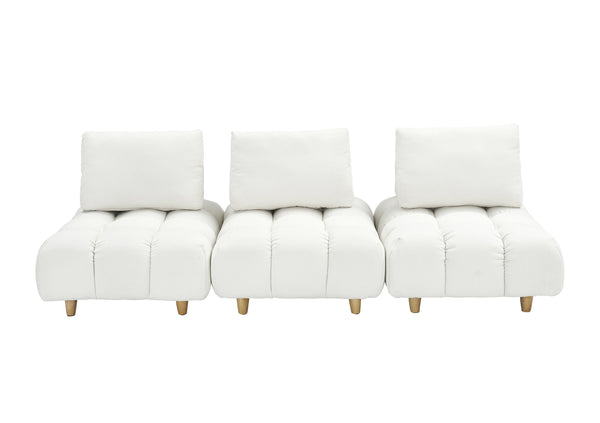 English Elm 90 Teddy Sofa 90in Plush Apartment-Ready 3-Seater with Solid Wood Legs, Sponge Cushions, Cozy Appeal Beige W1658S00064