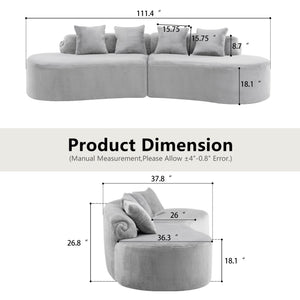 English Elm Modern curved modular sofa with dark plush upholstery, ergonomic design, versatile multi-seat lounge solution for contemporary living rooms LIGHT GREY W3612S00007