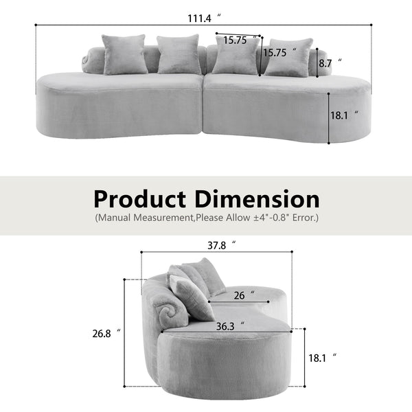 English Elm Modern curved modular sofa with dark plush upholstery, ergonomic design, versatile multi-seat lounge solution for contemporary living rooms LIGHT GREY W3612S00007