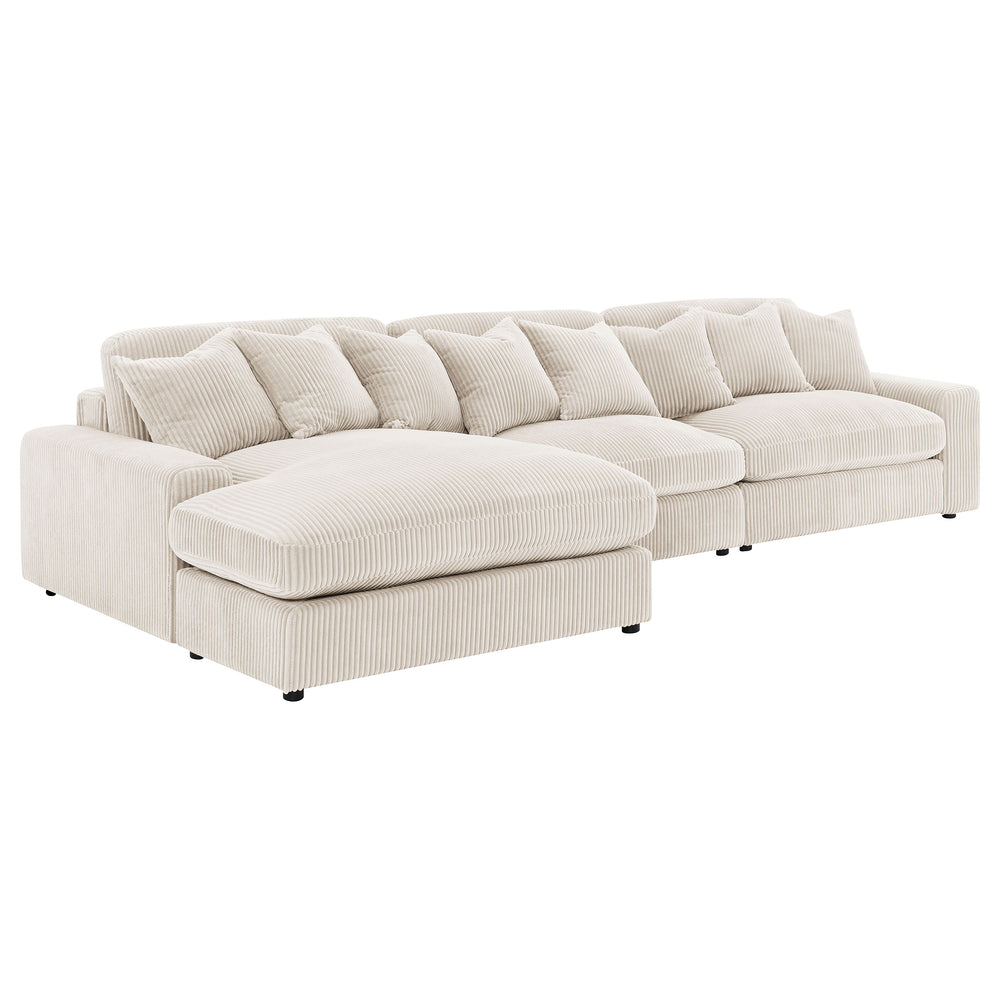 English Elm Cassidy Three Piece Corduroy Sectional with Lounge Unit for Cozy Living Spaces B062S01421