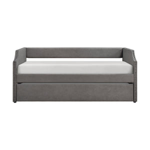 English Elm Modern Upholstered Daybed with Pull Out Trundle Nailhead Trim Twin Guest Room Piece Dark Gray B011P256301