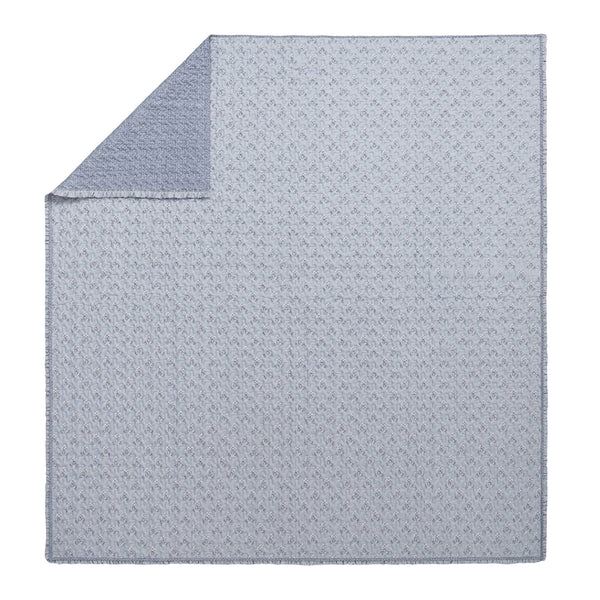 JLA Home Madison Park - 3 Piece Ruffle Printed Quilt Set – Lightweight Microfiber Coverlet with Double-Layer Ruffle & Vermicelli Quilting Blue MP13-8879