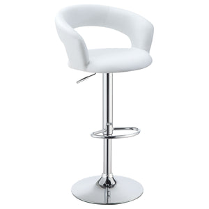 English Elm Porch White Faux Leather Adjustable Bar Stool with Chrome Base, Footrest & Durable Steel Frame B062P333417