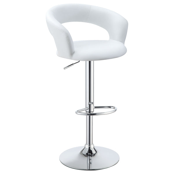English Elm Porch White Faux Leather Adjustable Bar Stool with Chrome Base, Footrest & Durable Steel Frame B062P333417