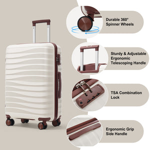 English Elm Premium Polypropylene Hard Shell Luggage Set Three Piece with Tsa Locks Spinner Wheels N726P460073O