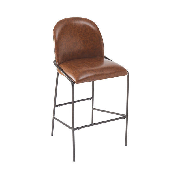 English Elm Christopher Knight Home® - Galen Upholstered Metal Barstool Set of 2 with Plush Stain-Resistant Fabric, Ergonomic Modern Design Brown N775P290453P