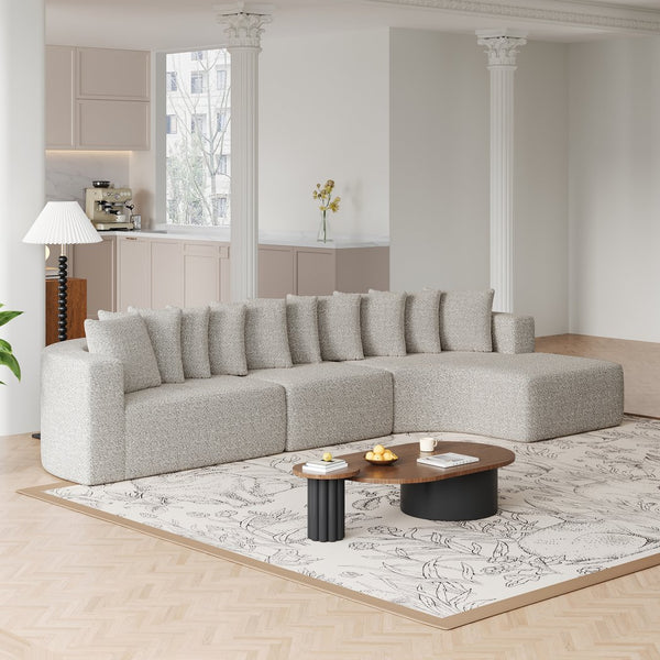 English Elm 131.1-inch Chenille Cloud Sectional Curved Modular Sofa with Memory Foam and 10 Pillows W3505S00011
