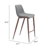 Magnus Barstool - Set of 2 Slate Gray & Walnut 109938 Zuo Modern