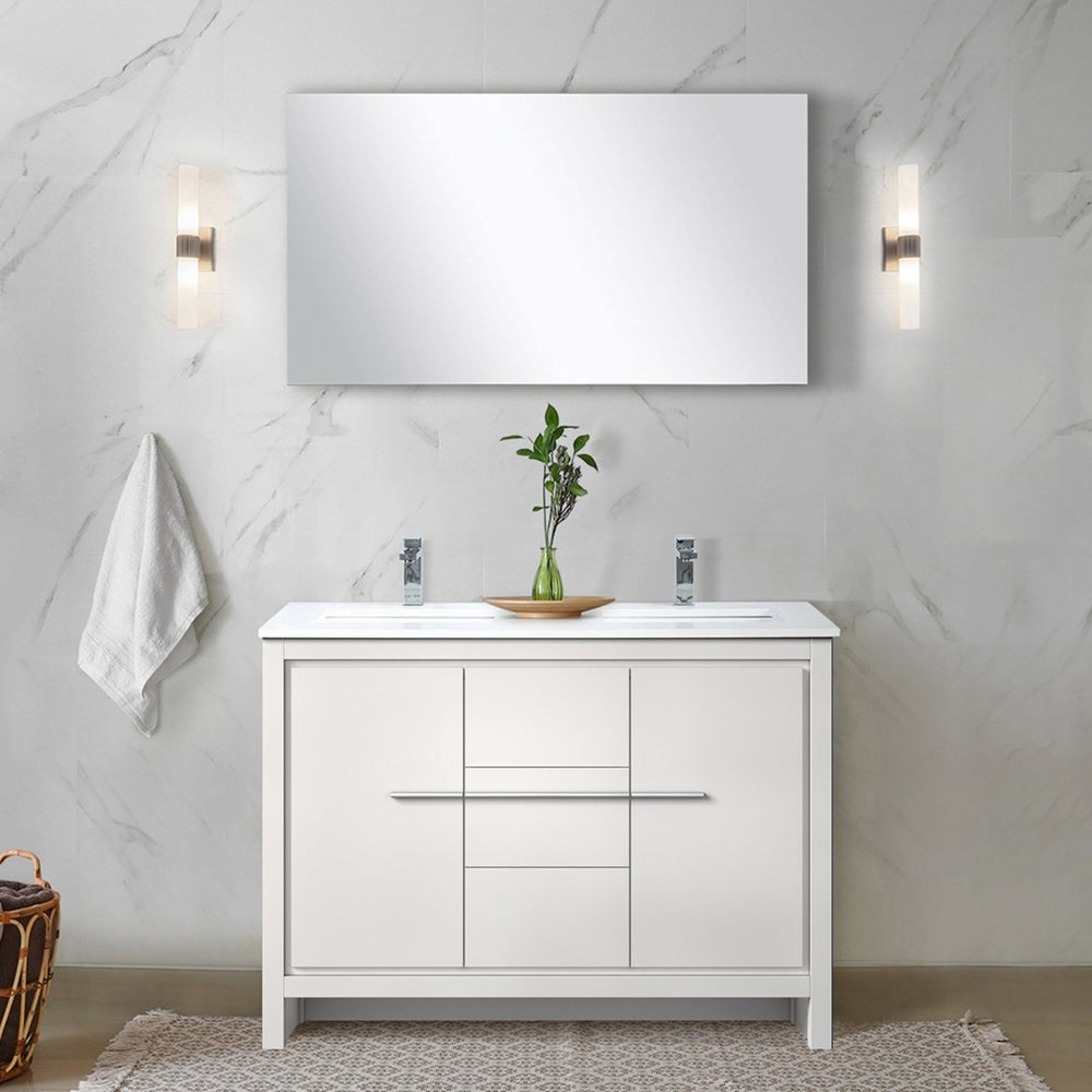 English Elm White Double Bath Vanity With Cultured Marble Top, Chrome Faucet, Soft-Close Drawers & Ample Storage B2731P259429-GIGA