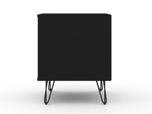 English Elm Rockefeller 20" Nightstand with Drawer and Open Shelf, Metal Splayed Legs, Modern Storage Accent Black B365P398145