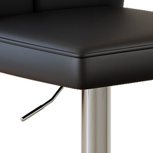 English Elm Modern Pu Leather Dining Chair Set of Six with Curved Back and Polished Metal Legs Black+Silver W1151P370791