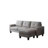 English Elm Living Room Furniture With Polyestr Fabric L Shape Couch Corner Sofa For Small Space Grey