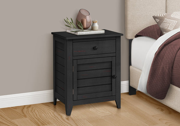 English Elm Accent Table With Storage Drawer – Versatile Nightstand And Side Table In Black Veneer Finish B2710P219463