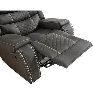 English Elm Recliner Sofa Set Microfiber Club Style with Nail Head Trim for Living Room Theater W3900S00006