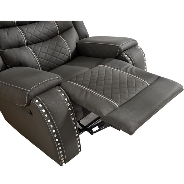 English Elm Recliner Sofa Set Microfiber Club Style with Nail Head Trim for Living Room Theater W3900S00006