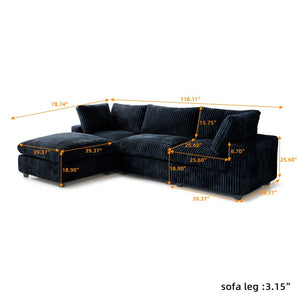 English Elm Pixel Modern Modular Sofa - Stylish L-Shaped Corduroy Sectional For Cozy Living Room Comfort B341S00033-GIGA