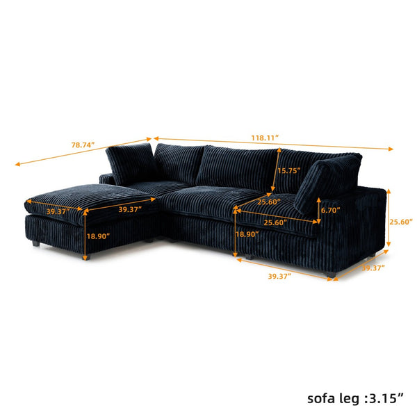 English Elm Pixel Modern Modular Sofa - Stylish L-Shaped Corduroy Sectional For Cozy Living Room Comfort B341S00033-GIGA