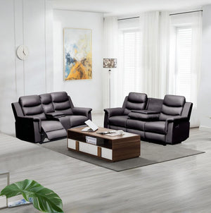 English Elm Reclining PU Loveseat Slipcover with Console & Cup Holders, Stretch Durable Recliner Cover Black W214S00021