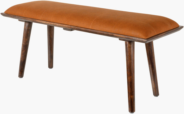 Surya Aegeus 18"H X 45"W X 15"D Modern Bench - Stylish, Durable, & Comfortable Wood-cotton Design For Your Home Upholstery, Brown,Base, Brown Faux Leather,Acacia,Manufactured Wood,Polyurethane Foam Aeg-003