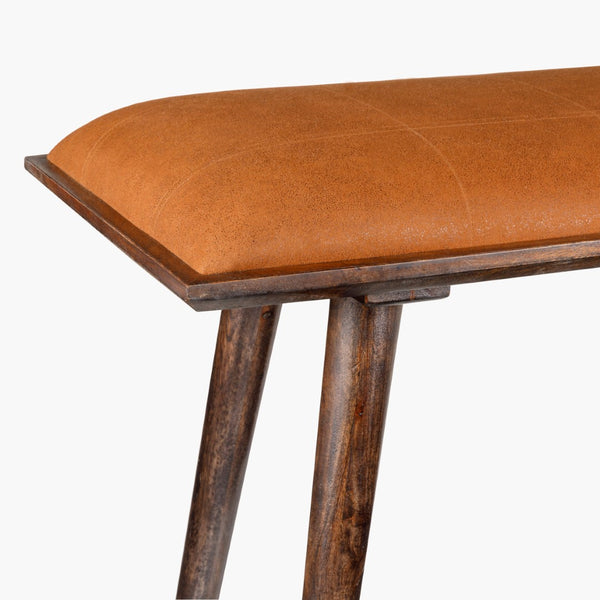 Surya Aegeus 18"H X 45"W X 15"D Modern Bench - Stylish, Durable, & Comfortable Wood-cotton Design For Your Home Upholstery, Brown,Base, Brown Faux Leather,Acacia,Manufactured Wood,Polyurethane Foam Aeg-003