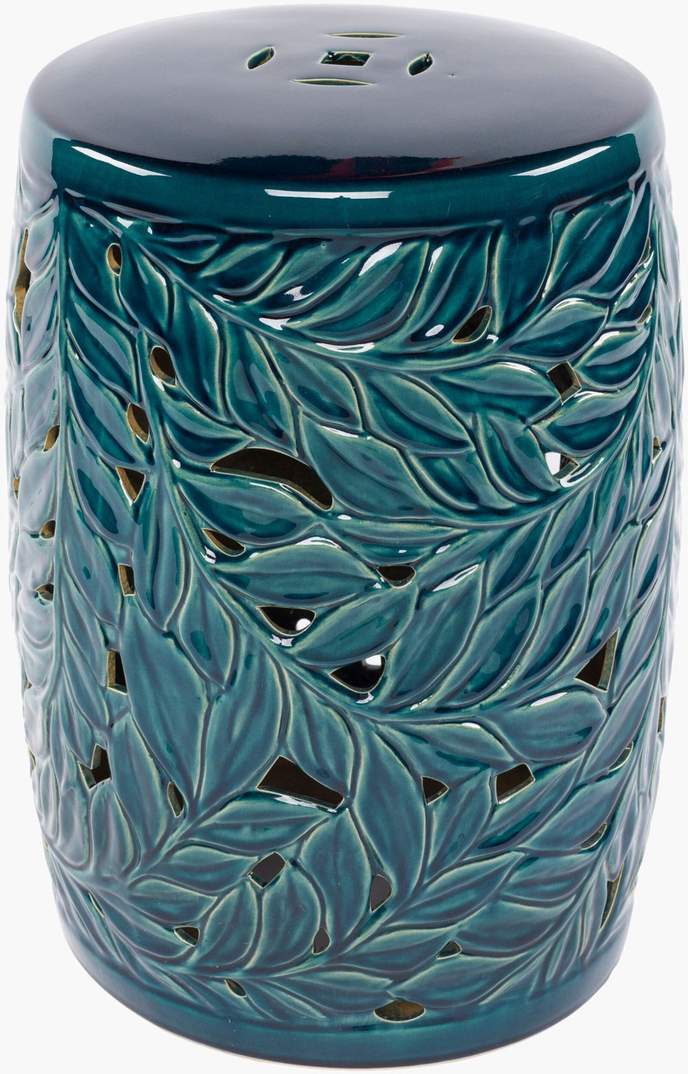 Livabliss Achilles Glazed Ceramic Garden Stool Barrel Form Boho Accent for Patio or Indoor Use AEH-003