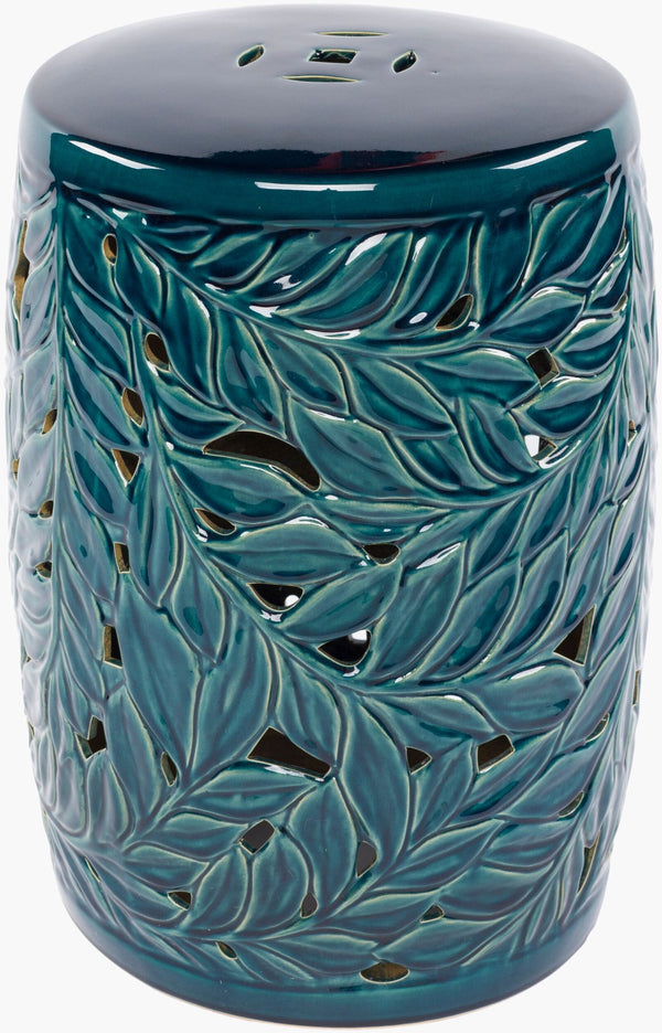 Livabliss Achilles Glazed Ceramic Garden Stool Barrel Form Boho Accent for Patio or Indoor Use AEH-003