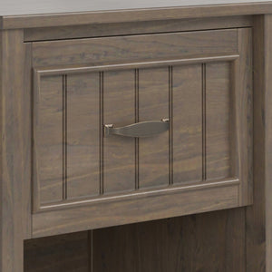 English Elm Lev Smoky Brown Bedside Table – Handcrafted Solid Wood, Drawer & Open Storage, Transitional Groove Design B136P158825