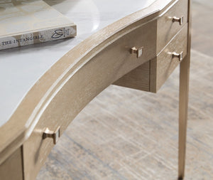 Hooker Furniture Melange Transitional Flourish Dressing Table With Stone Inset Top, Oak Veneer, 5 Soft‑Close Drawers 628-50740-80