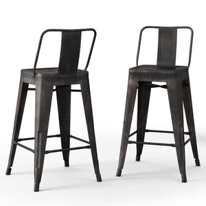 English Elm Rayne 24" Metal Counter Height Stool Set Of 2 - Vintage Industrial Style For Kitchen & Bar Use B136P159477-GIGA