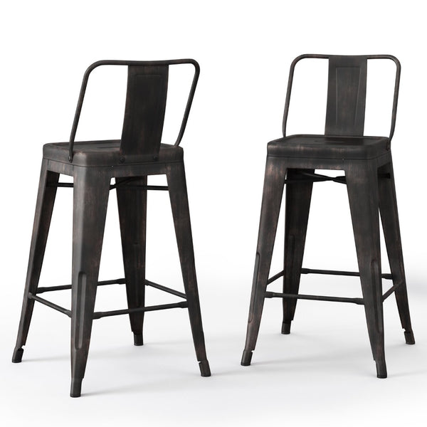 English Elm Rayne 24" Metal Counter Height Stool Set Of 2 - Vintage Industrial Style For Kitchen & Bar Use B136P159477-GIGA
