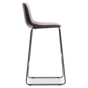 Bernhardt Bernhardt Sharpe Leather Upholstered Barstool with Bronze Metal Frame for Modern Bars L25594