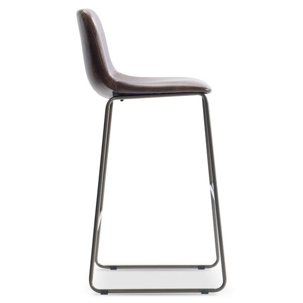 Bernhardt Bernhardt Sharpe Leather Upholstered Barstool with Bronze Metal Frame for Modern Bars L25594