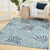 Nourison Garden Oasis GOA01 Machine Made Power-loomed Borderless Design Indoor/Outdoor Tropical Outdoor Rug Blue, Blue 100% Polypropylene 99446959263