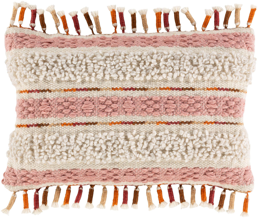 Surya Amaretta 14"L X 22"W Lumbar Pillow - Global Elegance & Eco-friendly Charm For Your Home Decor Tan Recycled Pet Yarn,Wool,Cotton Aeo002-2214d