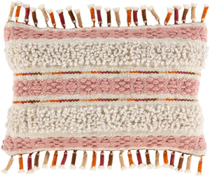 Surya Amaretta 14"L X 22"W Lumbar Pillow - Global Elegance & Eco-friendly Charm For Your Home Decor Tan Recycled Pet Yarn,Wool,Cotton Aeo002-2214d