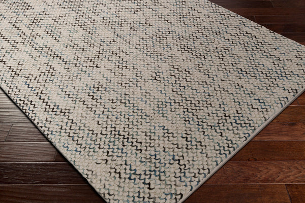 Surya Avera 2' X 3' Handmade Scandinavian Modern Rug - Luxurious Viscose And Wool Blend, Easy Care! Blue Wool,Viscose Aer1003-23