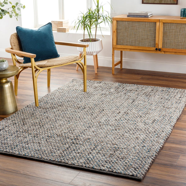 Surya Avera 2' X 3' Handmade Scandinavian Modern Rug - Luxurious Viscose And Wool Blend, Easy Care! Blue Wool,Viscose Aer1003-23