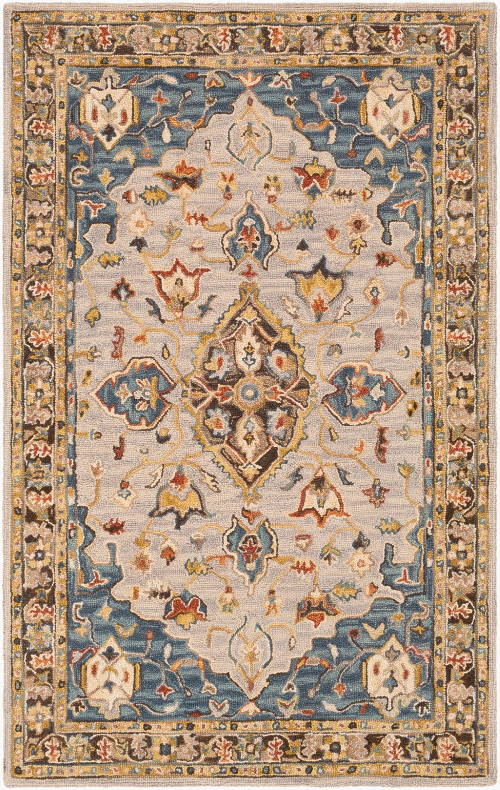 Livabliss Artemis Hand Tufted Wool Area Rug Arts and Crafts Style for Bedroom or Entryway Deep Teal, Dust 4' x 6' AES2301-46