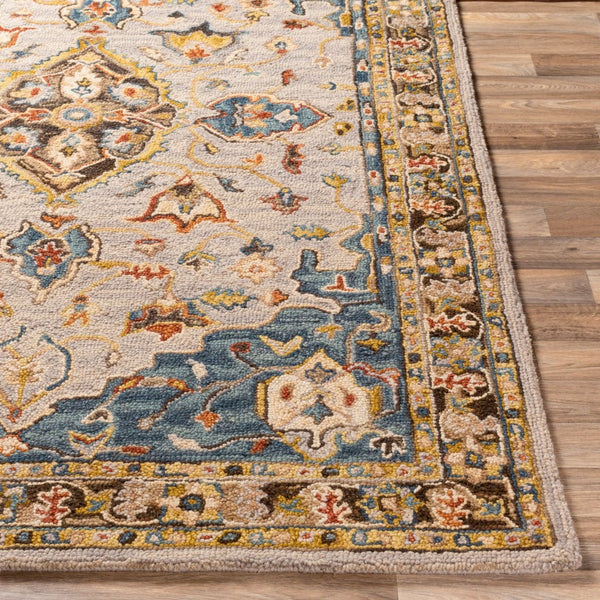 Livabliss Artemis Hand Tufted Wool Area Rug Arts and Crafts Style for Bedroom or Entryway Deep Teal, Dust 4' x 6' AES2301-46
