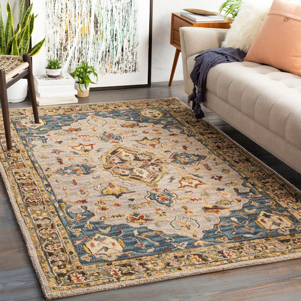 Livabliss Artemis Hand Tufted Wool Area Rug Arts and Crafts Style for Bedroom or Entryway Deep Teal, Dust 4' x 6' AES2301-46