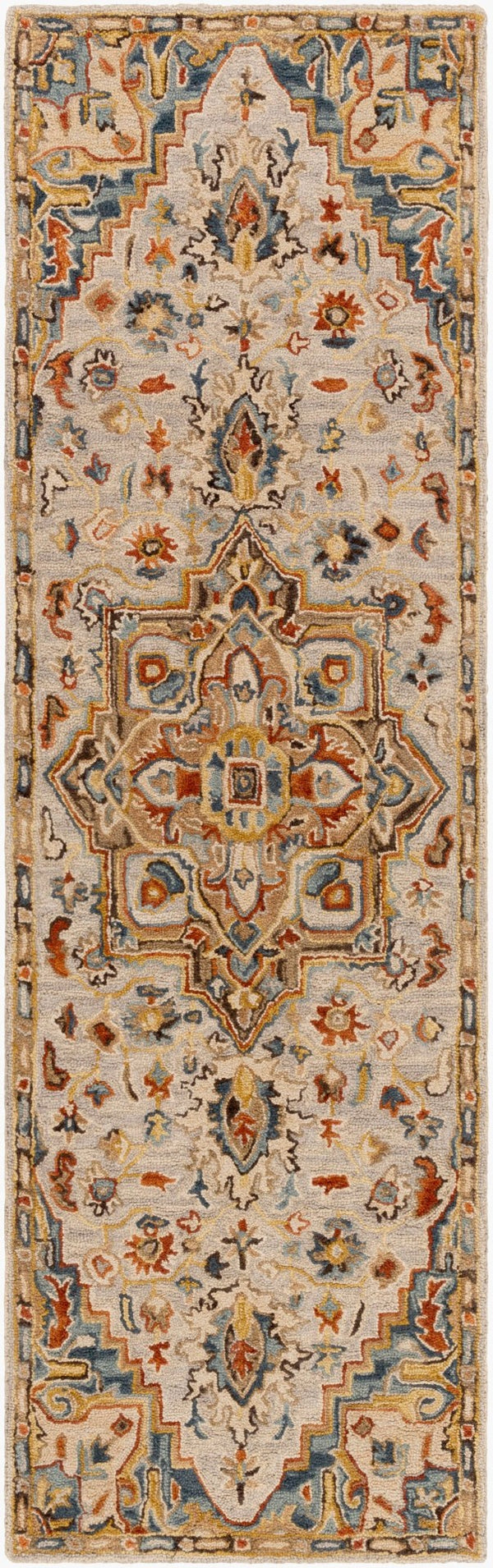 Livabliss Artemis Hand Tufted Wool Area Rug Traditional Pattern for Entryway or Bedside Accent Rust, Blue 2'6" x 8' AES2311-268