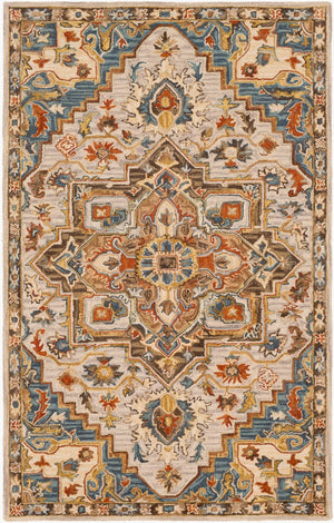 Livabliss Artemis Hand Tufted Wool Area Rug Traditional Pattern for Entryway or Bedside Accent Rust, Blue 2' x 3' AES2311-23
