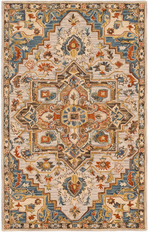 Livabliss Artemis Hand Tufted Wool Area Rug Traditional Pattern for Entryway or Bedside Accent Rust, Blue 2' x 3' AES2311-23