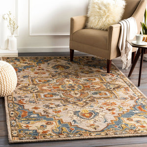 Livabliss Artemis Hand Tufted Wool Area Rug Traditional Pattern for Entryway or Bedside Accent Rust, Blue 2' x 3' AES2311-23