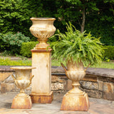 Park Hill Fluted Metal Urn with Pedestal ECM06204