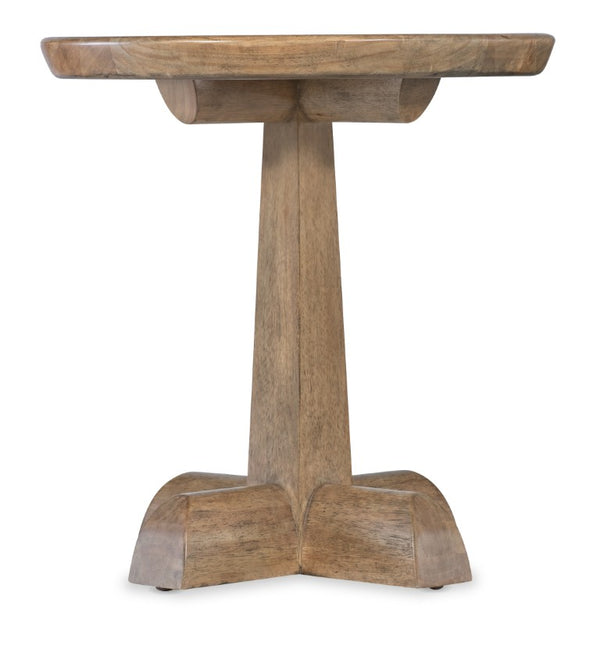 Hooker Furniture Vineyard Round Pedestal End Table With Honed Travertine Top & Sonoma Wood Base — Coastal Charm Design 6952-80216-80