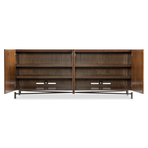 Bernhardt Bernhardt Brasea Suar Wood Media Credenza with Cathedral Grain and Steel Base 394894